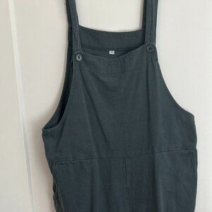 APAFES Women Summer Sleeveless Cotton Linen Bib Overalls Tulip Baggy Capri Jumps